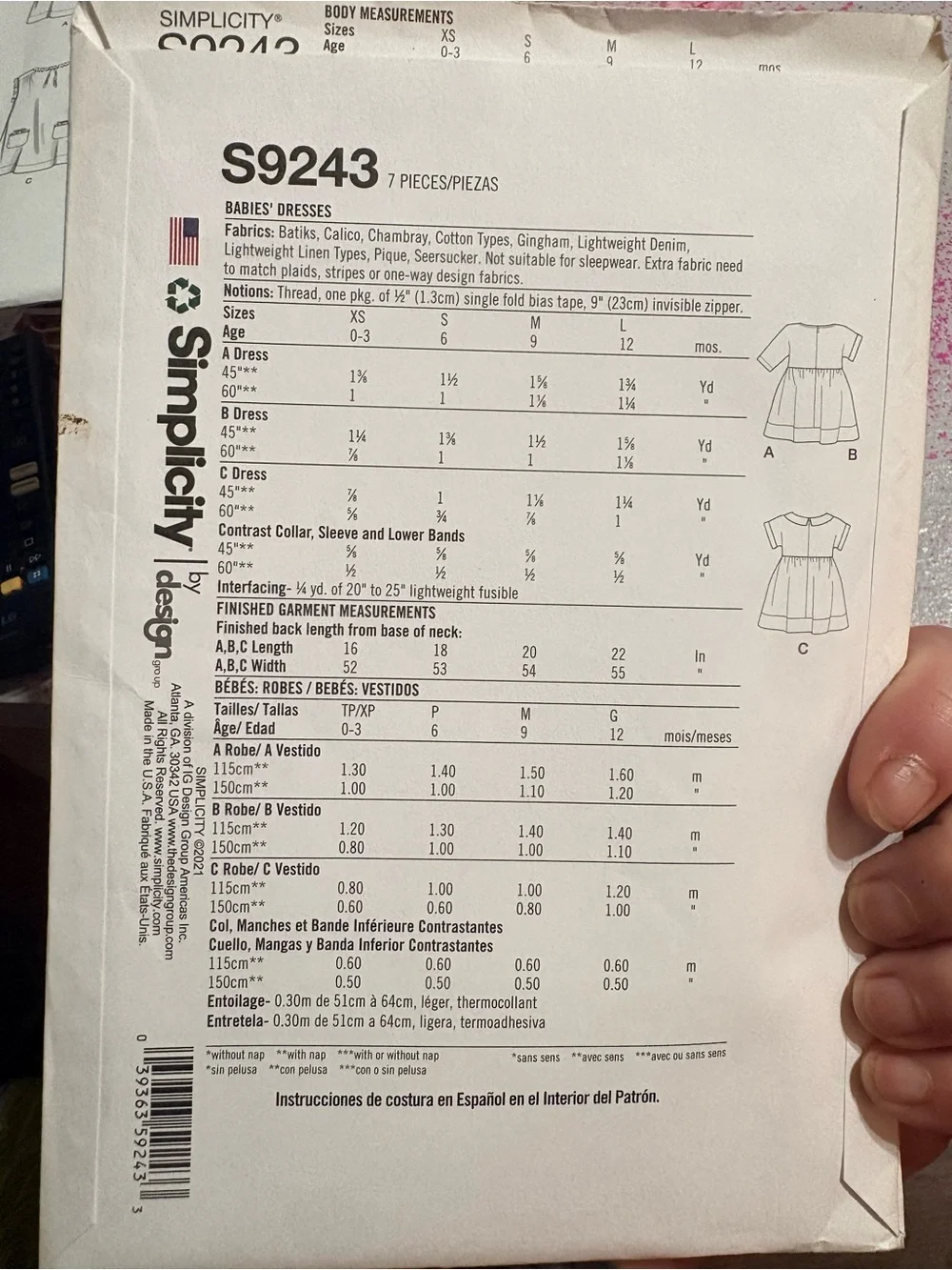 BN UNCUT SIMPLICITY 9243 A TODDLER SEWING PATTERNS